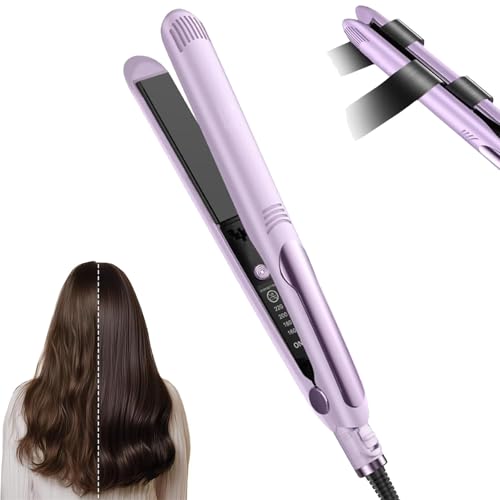 Mini Dual Purpose Curling Iron, 2025 Upgraded 2 in 1 Mini Curling Wand & Flat Iron, Portable Travel Curling Wand, for Women Travel Curling Wand, for All Hair Types (Purple)