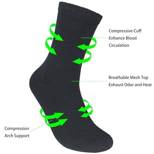 Mens Anti Stink Odor Resistant Blister Proof Seamless Cotton Moisture Wicking Ankle/Crew Dress Socks, Size 7-112