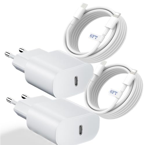 30W 4-Pack Chargeur Rapide pour Phone 11 12 13 14/14 Plus/14 Pro/14 Pro Max/SE/X/XS/XR 8 7 6 6S Mini,Prise avec 6FT Cable USB C Secteur Mural Alimentation