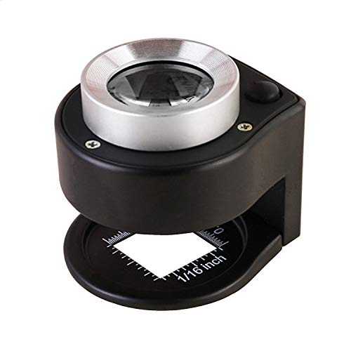30X Loupe Magnifier with 6 Light,Desktop Portable Metal Magnifier Folding Scale Sewing Magnifing