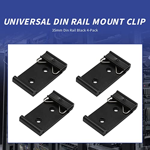 Image of 4 Pcs 1.08 Width Universal DIN Rail Mount Clip Snap in Solid Zinc-Aluminum Alloy Din-Rail Mounting Brackets Rail Fixed Clamp Relay Clip for 35mm Din Rail for Countersunk Head M3 Screws, Black