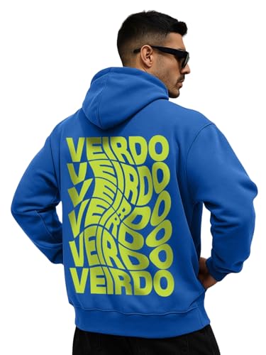 Image of Veirdo Cotton Fleece Regular Fit Full Sleeve Hooded Sweatshirt Front and Back Graphic Printed Jumper Hoodie for Men