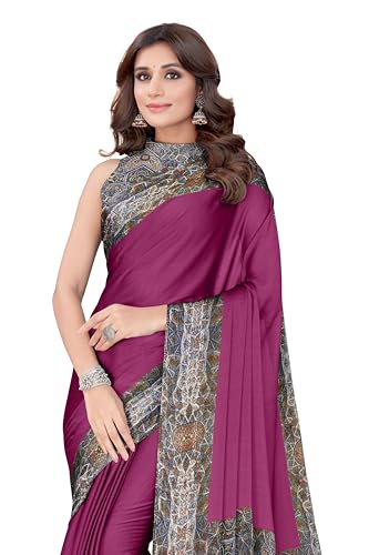 Image of MIRCHI FASHION Women Saree Abstract Print Chiffon | Breathable Lightweight Casual Sari for Regular Use and Office with Unstitched Blouse (Available in 25 Colors)