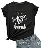 DANVOUY Womens V-Neck Cute Tees Funny Graphic T Shirt Black X-Large