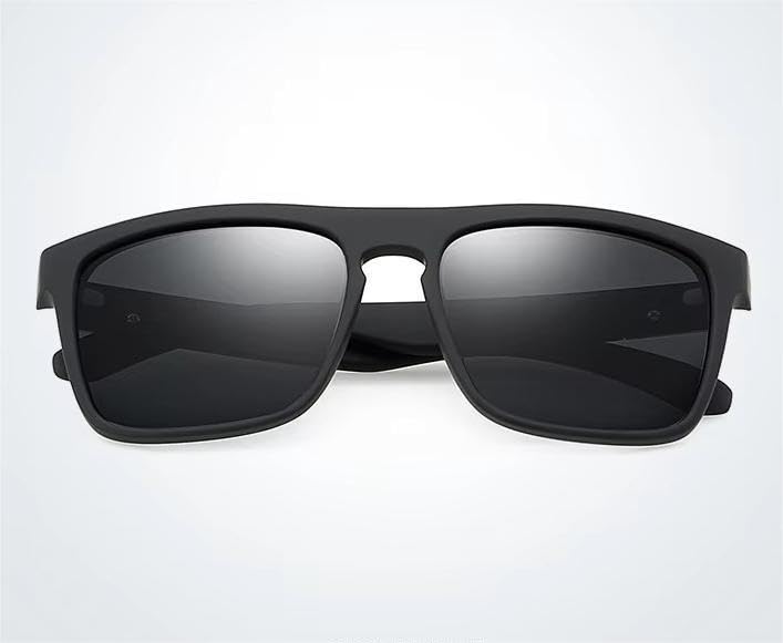 Image of POLARIZED UV400 Wayfarer Square Mirrored Sunglasses for Men Stylish | Rubber Coarted Frame | Metal Hinges | Casual & Sports UV Protected Anti Glare Branded Goggles for Man | Medium