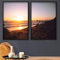 2 Piece Framed Canvas Wall Art Sunset Canvas Prints Home Artwork Decoration for Living Room,Bedroom - 16