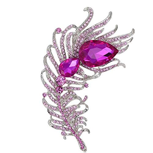 Broche plume de paon sertie de strass cristal de haute qualité