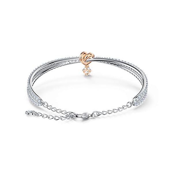 SWAROVSKI-Womens-Lifelong-Heart-Crystal-Jewelry-Collection-Rose-Gold-Tone-Rhodium-Finish Swarovski Lifelong Heart Bangle Bracelet, Women's White Crystal Heart Design Bracelet with Mixed Rose-Gold Tone and Rhodium Plating