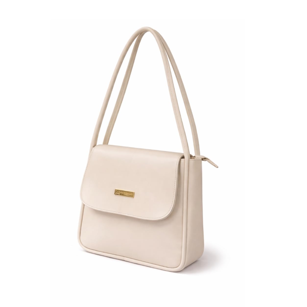 Brown Faux Leather Shoulder Bag for Women, Flap Closure, Gold-Tone Hardware, Structured Handbag-image-37