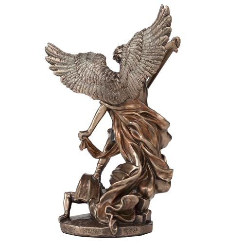 Estatua San Miguel Arcángel 6 1/4 Pulgadas Bronce miniatura 6