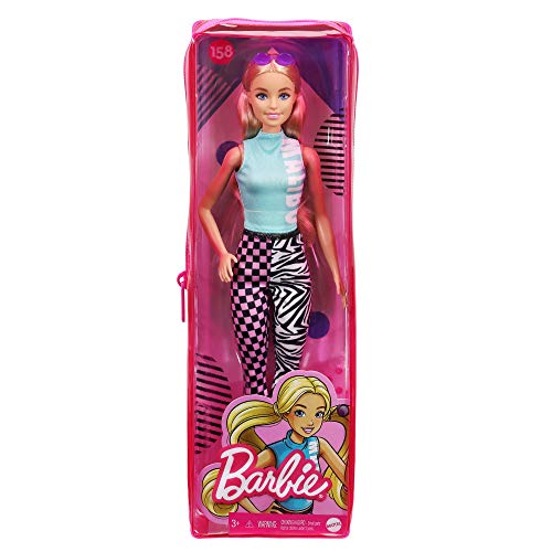 Barbie Fashionista Muñeca rubia con top Malibu, leggings con dos estampados y accesorios de moda (Mattel GRB50)