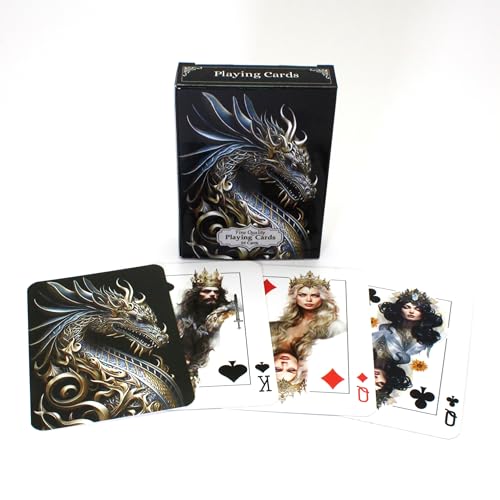 Noble Artisan Designs Dragon Playing Cards, Fantasy Art Poker Deck, Dragon Themed Deck, Unique Collector Cards (Metal)