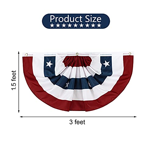 Lessmo American Pleated Fan Flag, 1.5X3 Feet Usa Bunting Flags Outdoor Patriotic Stars & Stripes, Sharp Color And Fade Resistant For 4Th Of July Independence Day Memorial Day Decoration #TOP1
