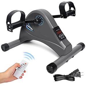 LUBBYGIM Mini Exercise Bike, Under Desk Bike Pedal Exerciser for Seniors & Physical Therapy, Electric Motorized Foot Pedal Machine for Arm and Leg Fitness, 6 Speed Levels