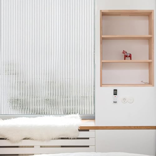 Image of CREON 3D Reeded Glass Window Film (24 inch X 48 inch Inch,) Heat Blocking, Static Cling, Non-Adhesive
