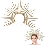 Golden Halo Sun Headband Flower Goddess Crown for Women's Cosplay Halloween Mardi Gras Party Wedding Decoration Costume Accessories