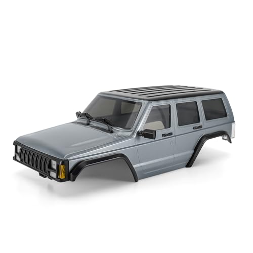 INJORA 6.10in 133g Wheelbase ABS Hardtop Cherokee Body for TRX4M Bronco Defender Chassis 1/18 RC Crawler Upgrade(Silver Grey)