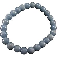 Angelite Anhydrite Genuine Bracelet  7 Inches  8mm Round Beads