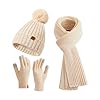 Onetraum Mütze, Schal & Handschuh-Set für Damen (Cream)