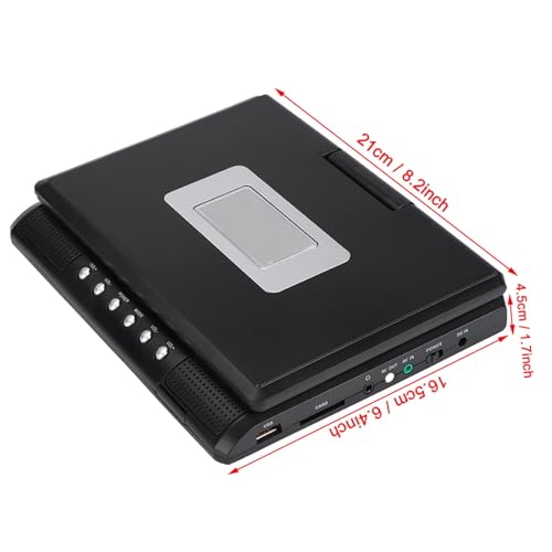 Lettore DVD Portatile da 7 Pollici con Schermo Girevole, Batteria Ricaricabile, Caricabatteria per Auto, Gamepad, Supporta più Formati e Funzione TV (Spina UE)