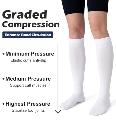 Image of (3 pairs) Compression Socks 20-30 mmHg Long Knee High Socks for Women Men Support Athletic Travel Daily Wear