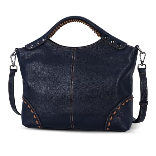 Image of HESHE Leather Purses for Women Crossbody Bags Satchel Shoulder Handbag | Genine Leather,Large Roomy Hobo Bags Retro Crossbody Purses Ladies Tote Top Handle Handbags for Work,Travel and Daily Use