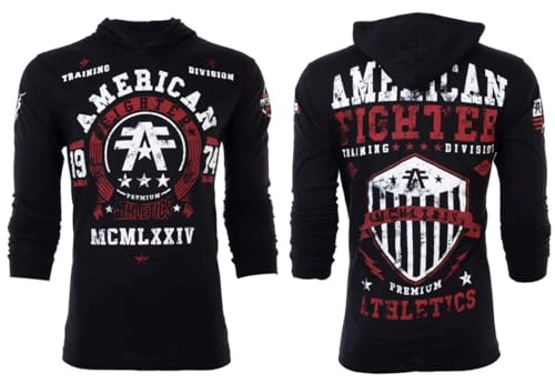 American Fighter Men's Long Sleeve Hoodie DALTON shirt Black S-3XL