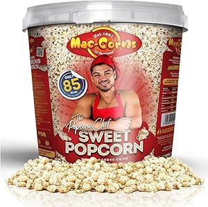 MacCorns - The Popcorn Chef's - Sweet Popcorn Sharing Bucket | Crisp & Nutritious - Healthy Low Calorie Snacking | Allergen Free !