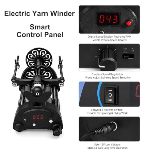 Rueca eléctrica de 12V para hilar sin interrupciones con carretes dobles 4
