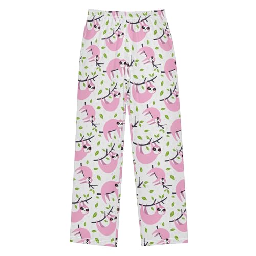 ZZXXB Pink Sloth Boys Long Pants Soft Trousers Elastic Waist Kids Lounge Bottoms with Pockets S-XL