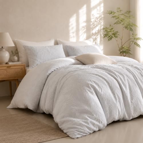 SLEEP ZONE Boho Duvet Cover Set Twin Size, Jacquard Leaf 2 Pieces Luxury Soft Breathable Duvet Cover with 1 Pillow Shams, Bedding Set for All Season, 68" × 90", Blue - image 3