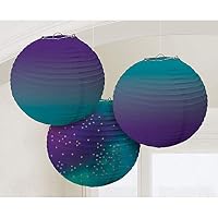 Amscan Sparkling Sapphire Ombre Round Paper Lantern 3 Pieces