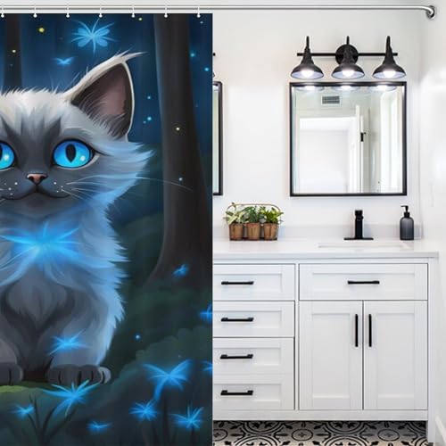 Rideau de douche chat mignon pour une salle de bain joyeuse - 5