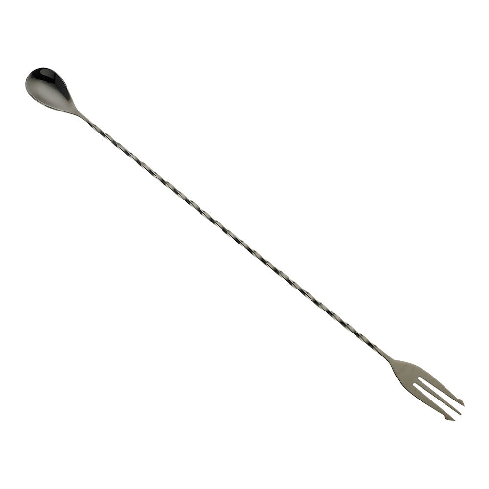 Barfly Bar Spoon with Fork End 15, Stainless Steel, Black, 37.9 x 2.5 x 1.3 cm