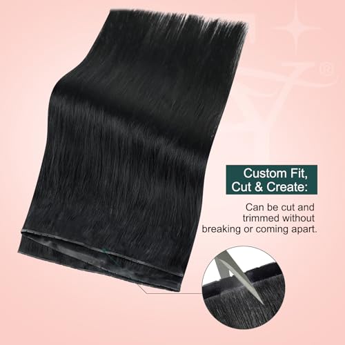 Image of Easyouth 100g 18 Inch Butterfly Weft Hair Extensions Human Hair Jet Black, Real Human Hair Extensions Butterfly Weft Black, for Girls, Hole Wefts Extension Remy Human Hair, for Party