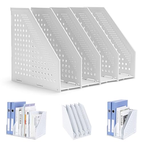Faltbarer Stehsammler A4 Zeitschriftensammler mit 4 Fächern Aktenmagazinhalter Schreibtisch Organizer für Büro School und Zuhause