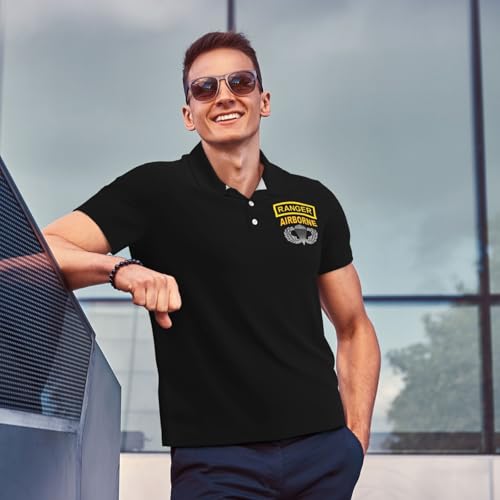 Army Ranger Tab Airborne and Wings Polo Shirts for Men, Mens Golf Shirt Quick-Dry Short Sleeve Casual4
