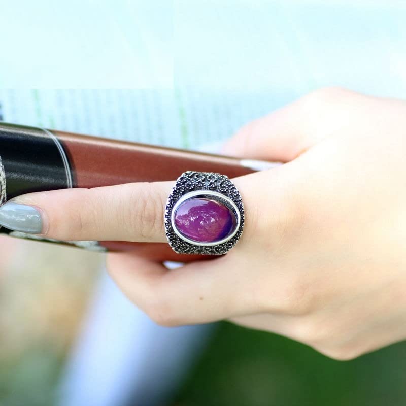 LOKILOKI 2 Uds Anillos De Estado De Ánimo Que Cambian De Color Chapados En Plata Antigua Que Cambian La Temperatura del Color Conjunto De Anillos De Sensación De Emoción para Mujeres/Hombres