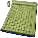 Pretyw Double Sleeping Pad for Camping - 5.5' Ultra-Thick Camping Mattress with Pillow, Built-in Foot Pump, Compact 2-Person Portable Camping Mat for Backpacking, Hiking, Car Traveling, Beach, Tent
