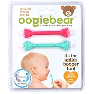 oogiebear Two Pack – Patented Curved Scoop and Loop; Safe Baby Nasal Booger and Ear Cleaner – Baby Nose Cleaner Gadget…