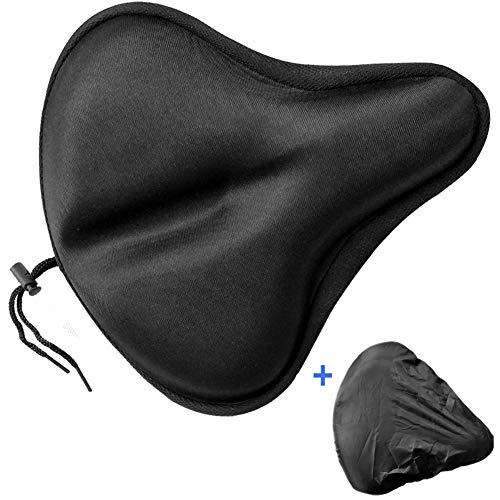 Vasyboll - Fundas para sillín de bicicleta, 1 cojín de gel + 1 funda impermeable para sillín de bicicleta, funda grande y cómoda de gel para bicicleta de montaña o bicicleta estática (27 x 26)