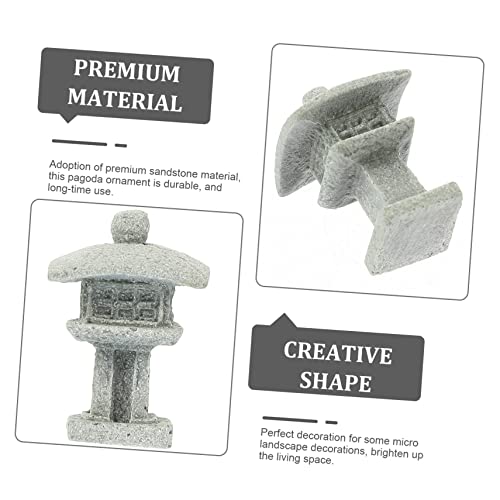 Statue de pagode miniature en grès pour décoration jardin zen - 5