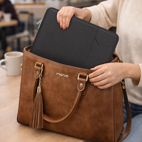 Image of MOSISO Laptop Case 15 inch, 15 inch Laptop Sleeve Compatible with MacBook Air 15 M4 A3241 M3 A3114 M2 A2941 2025 2024 2023,Dell XPS 15,Polyester Vertical Computer Sleeve Bag with Pocket, Black