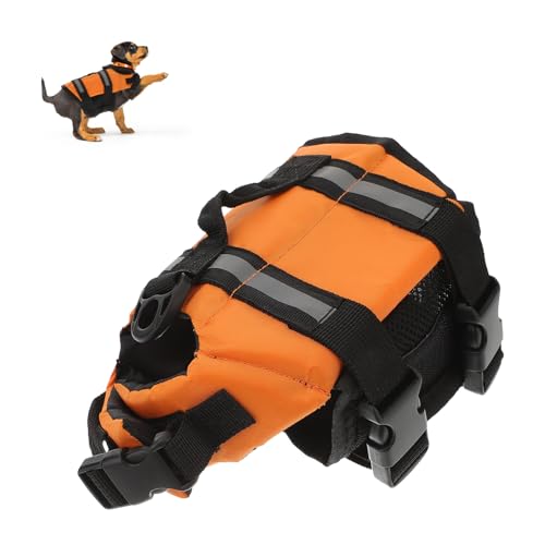 Toyvian Warnschwimmweste für Welpen kleine Hunde, Reflektierende Streifen Atmungsaktiv Haltegriff D-Ring Leinenbefestigung Strand Wasseraktivitäten
