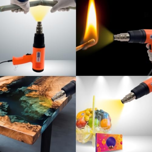 Image of SMART PACK Heat Gun for Shrink Wrapping, Drying Paint Coats, Remelting Adhesives, candle making | Dual Temperature Controller | High Speed Heat Shrink | Hot Air Gun and Bolts | Pack of 1