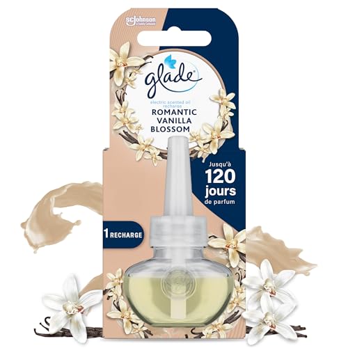 Glade Electric Scented Oil Recharge - Infusé Aux Huiles Essentielles - Jusqu'à 120 Jours De Parfum - Romantic Vanilla Blossom - 1 Recharge