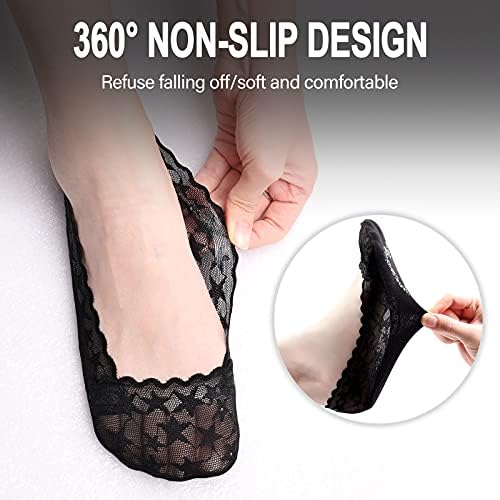 TAGVO 6 Pairs No Lace Show Socks for Women, Ladies Ultra Low Cut Liner Invisible Socks, Non slip Ultra Soft Breathable Ankle Socks Boat Socks for Loafers Sneakers Flats Boat Shoes -Universal Size