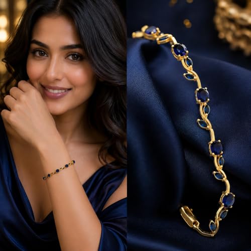 Image of 18K Gold Plated Stylish Chain Bracelet for Women & Girls | Trendy Unique Diamond Tennis Charm Link Tulip Everyday Instagram Viral Jewellery