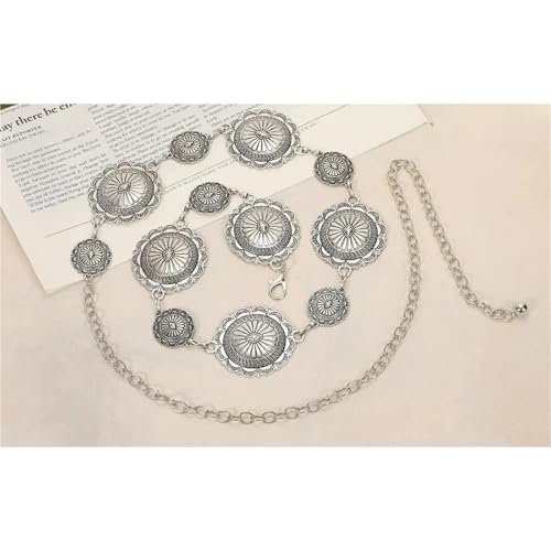 Metal Chain Belt 4pcs Western Metal Concho Belt - Vintage Cowgirl Boho For Waist 6