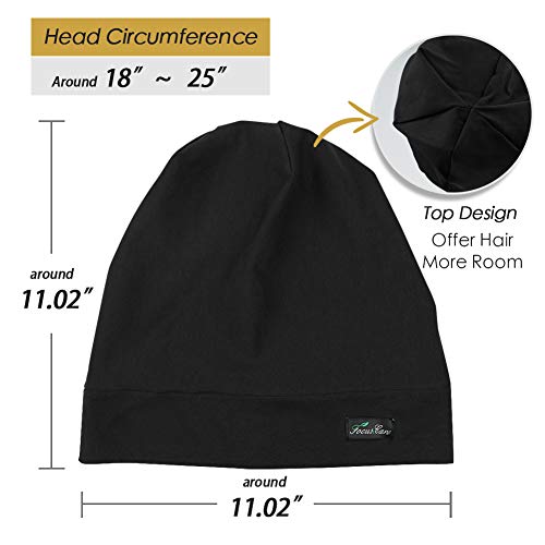 FocusCare Satin Lined Sleep Slouchy Cap Curly Girl Slap Headwear Gifts for Frizzy Hair Women